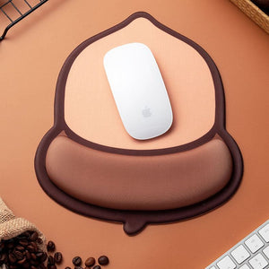 „Chubby Comfort“ Silikon-Tastatur-Handgelenkauflage und Mauspad-Set – Nuss-Thema