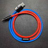 "ColorWeave Chubby" Vibrant Dual-Tone 100W Fast Charge Cable - More Colors - Blue+Red