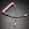 "Color-Blocked Chubby" 2-In-1 90° Elbow Spring Silicone Braided Cable - Pink+Blue