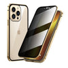 Anti-Peeping Double-Sided Glass Metal Transparent Mobile Phone Case For iPhone - Gold