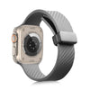 Carbon Fiber Pattern Magnetic Silicone Band For Apple Watch - Grey
