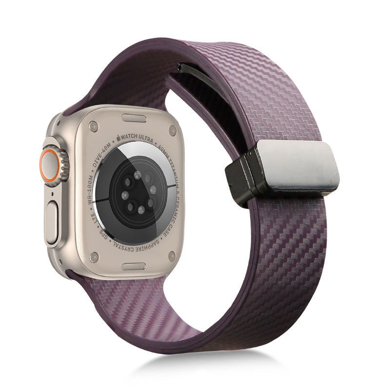 Carbon Fiber Pattern Magnetic Silicone Band For Apple Watch