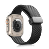 Carbon Fiber Pattern Magnetic Silicone Band For Apple Watch - Black