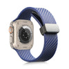 Carbon Fiber Pattern Magnetic Silicone Band For Apple Watch - Dark Blue
