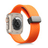 Carbon Fiber Pattern Magnetic Silicone Band For Apple Watch - Orange