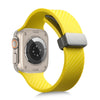 Carbon Fiber Pattern Magnetic Silicone Band For Apple Watch - Yellow