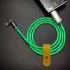 "Chubby Gamer" 180° Rotating Fast Charge Cable with Neon Flow - Green