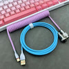 "Chubby" USB To Type C Spring Keyboard Cable - Pink + Blue