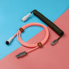 "Chubby" USB To Type C Spring Keyboard Cable - Dark Green + Pink
