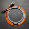 "ColorWeave Chubby" Vibrant Dual-Tone 240W Fast Charge Cable - Orange+Gray