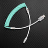 "Colorblock Chubby" Spring Braided Silicone Charge Cable - LIght Blue+White