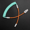 "Colorblock Chubby" Spring Braided Silicone Charge Cable - Orange+Light Blue