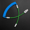 "Colorblock Chubby" Spring Braided Silicone Charge Cable - Blue+Green