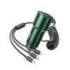 "Cyber" 5-In-1 33W Fast Car Charger With Spring Cable - Green