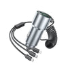 "Cyber" 5-In-1 33W Fast Car Charger With Spring Cable - Silver