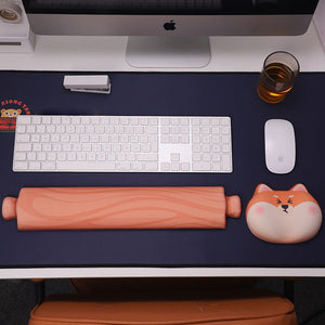 "Chubby Comfort" Silicone Keyboard Wrist Rest & Mouse Pad Set - Shiba Theme