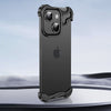 Shaped Metal Bezel Backless Phone Case with Lens Film - Black