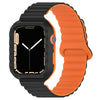 Sports Magnetic Silicone Integrated Watch Band For Apple Watch - Black + Orange