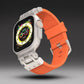 Striped Silicone Band With Zinc Alloy Connector For Apple Watch