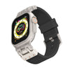 Striped Silicone Band With Zinc Alloy Connector For Apple Watch - Black