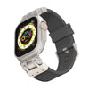 Striped Silicone Band With Zinc Alloy Connector For Apple Watch - Grey