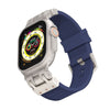 Striped Silicone Band With Zinc Alloy Connector For Apple Watch - Blue