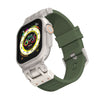 Striped Silicone Band With Zinc Alloy Connector For Apple Watch - Green