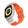 Striped Silicone Band With Zinc Alloy Connector For Apple Watch - Orange