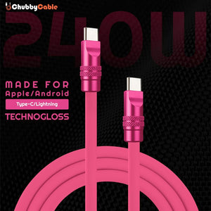 "TechnoGloss" 240W Reflective Shine Charge Cable C+Lightning