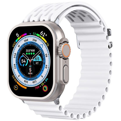 Wave Pattern Horizontal Silicone Breathable Watch Band For Apple Watch