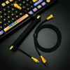 "Chubby" USB To Type C Spring Keyboard Cable - Black+Yellow - With Golden Weighted Bar