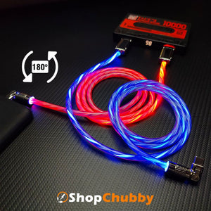 "Chubby Gamer" 180° Rotating Fast Charge Cable with Neon Flow