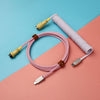 "Chubby" USB To Type C Spring Keyboard Cable - Purple+Pink+Yellow