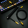 "Chubby" USB To Type C Spring Keyboard Cable - Black+Yellow - With Black Weighted Bar