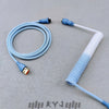 "Chubby" USB To Type C Spring Keyboard Cable - Sky blue + White