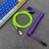 "Chubby" USB To Type C Spring Keyboard Cable - Purple + Fluorescent Green