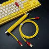 "Chubby" USB To Type C Spring Keyboard Cable - Yellow + Silver Weighted Bar