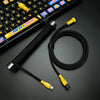 "Chubby" USB To Type C Spring Keyboard Cable - Black+Yellow - With Silver Weighted Bar