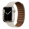 "Magnetic Band" Leather Band For Apple Watch - White & Brown