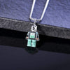 "Cyber Chic" Gear Electron Robot Necklace - Emerald Green