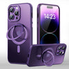 360-Degree Rotating Pivot Magsafe Magnetic Frosted Metal Lens Protective Case - Purple