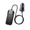 4-In-1 120W Car Charger With Extension Cable - Black