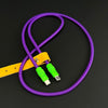 "Chubby" Vibrant Color-block Braided Charge Cable - Purple+Green