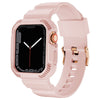 High-Grade Refined Carbon Fiber Case Integrated Band for Apple Watch - Pink