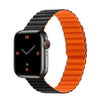 "Magnetic Band" Contrast Waterproof Silicone Band For Apple Watch - Black+Orange