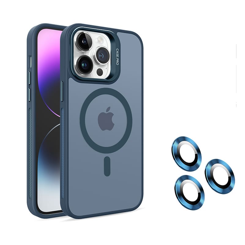 Magnetic Frosted Stand Phone Case With Lens Film