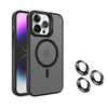 Magnetic Frosted Stand Phone Case With Lens Film - Black