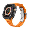 "Mechanical Band" Carbon Fiber One-Piece Fluoroelastomer Case for Apple Watch Ultra - Orange