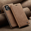 Flip Card Leather Protective iPhone Case - Brown