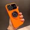 Frosted Magnetic Holder iPhone Case - Orange